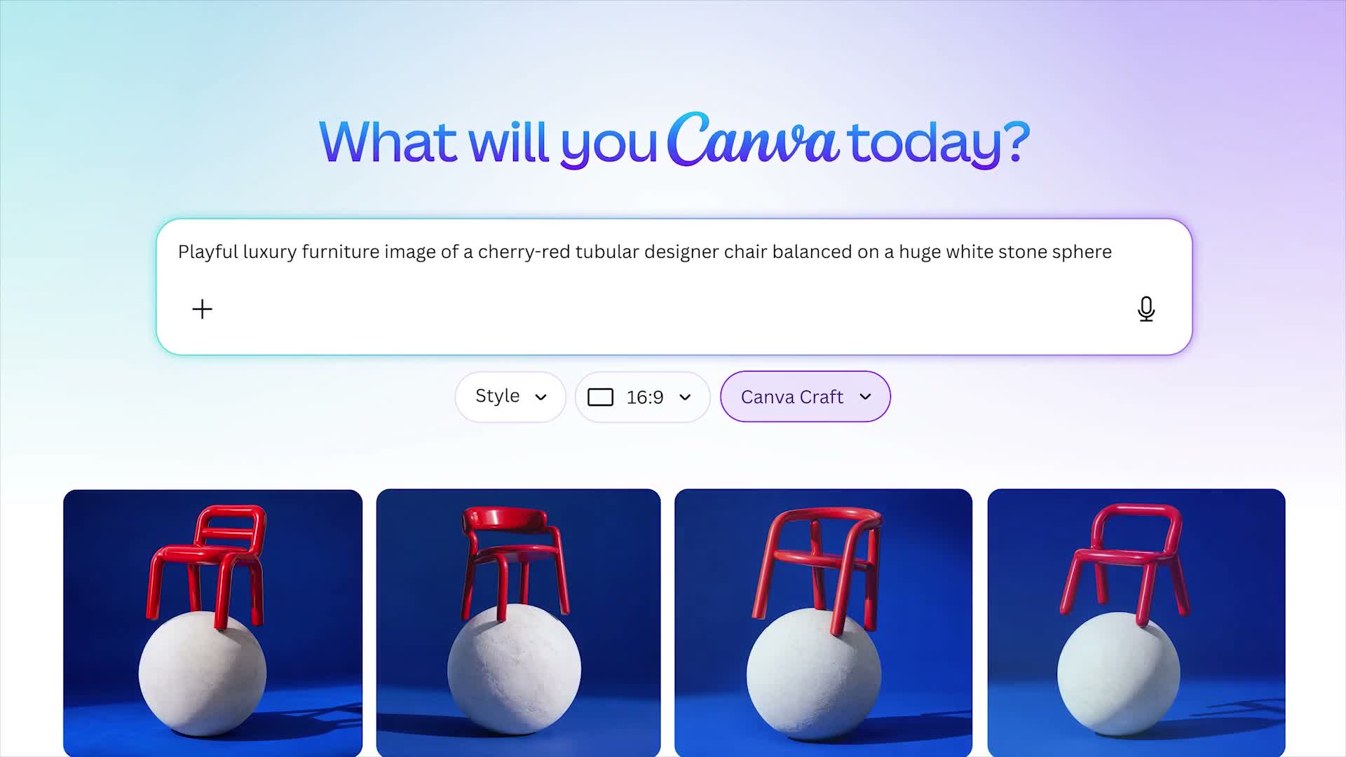 Canva Craft A red chair, a white sphere — official Canva showcase